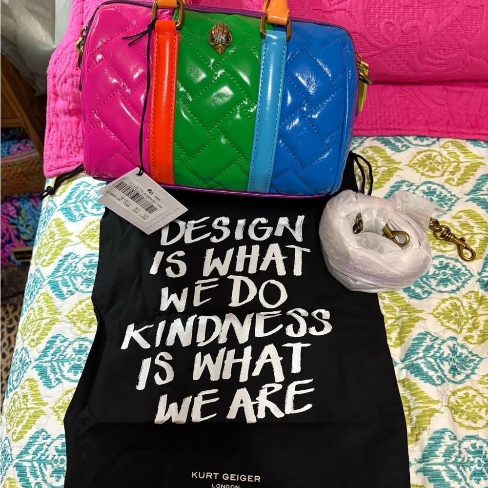 HTF (Hard To Find) NWT (attached) Kurt Geiger Multicolor Quilted Women's Bag - Picture 4 of 8